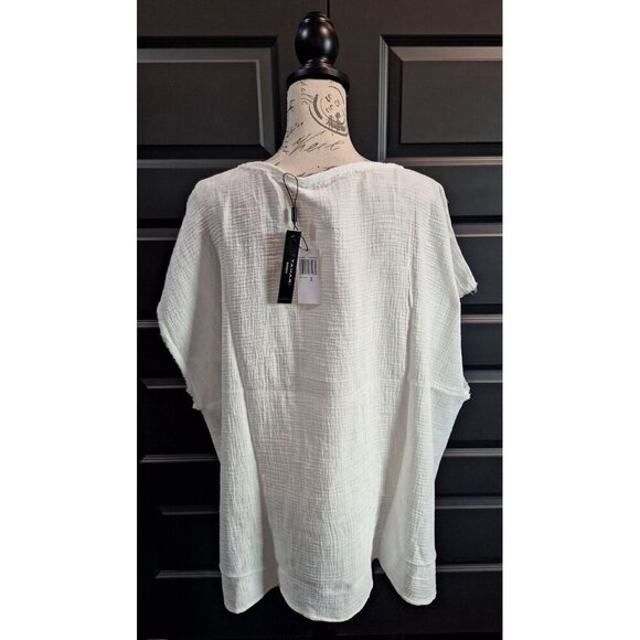 NWT Tahari Woman Sugar White Linen Pullover Blouse/Size 3X - Picture 5 of 11